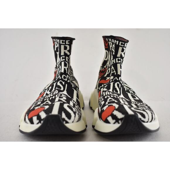 Balenciaga Women's Speed Sock Trainer White Black Red Paris Runner Sneakers 36 - Picture 6 of 11